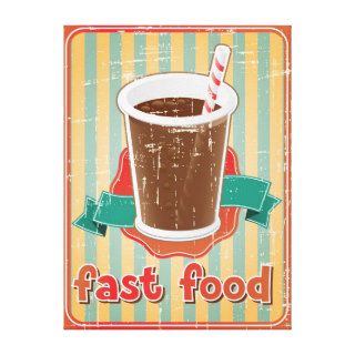 Fast food background with drink in retro style gallery wrap canvas