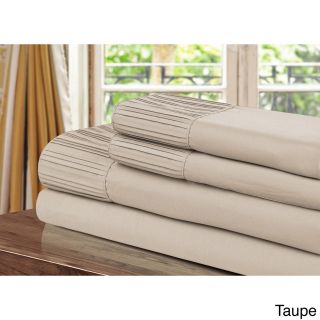 Chic Luxury Home Collection 4 piece Pleated Microfiber Sheet Set Tan Size King