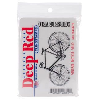 Deep Red Cling Stamp 2.75 X1.5   Vintage Bicycle Velo