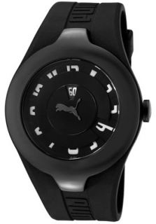 Puma PU101121001  Watches,Mens Dynamic Posh Spinning Puma Black Bezel Black Rubber, Casual Puma Quartz Watches
