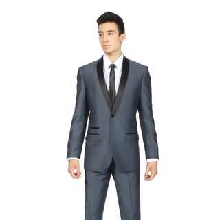 Zonettie Mens Slim Fit Navy/ Blue Shawl Collar Tuxedo Suit