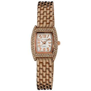 Vernier Women's VNR720 Feminine Rose Tone Tonneau Quartz Bracelet Watch Watches