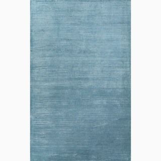 Handmade Solid Pattern Blue Wool/ Art Silk Rug (5 X 8)