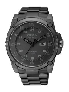 Mens Eco Drive STX43 Shock Proof Black Titanium Watch by CITIZEN