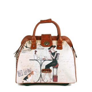 Nicole Lee Cheri Coffee Carry On Rolling Upright Laptop Tote