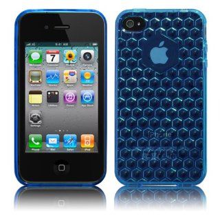 Cbus Wireless Blue Honeycomb Pattern 3D TPU Flex Gel Case / Skin / Cover for Apple iPhone 4S / 4G Cell Phones & Accessories