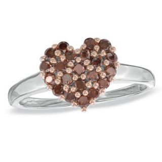 CT. T.W. Enhanced Red Diamond Heart Ring in Sterling Silver   Size