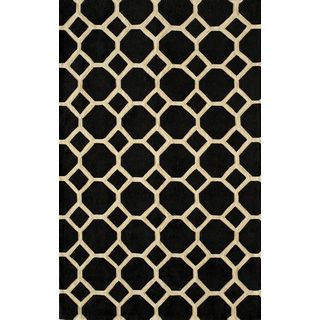Hand Tufted Black Honeycomb Polyester Rug (2 X 3)