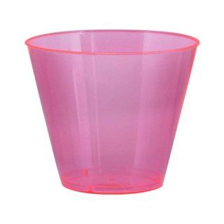 Northwest Enterprises Hard Plastic 9 Ounce Party Cups and Old Fashioned Tumblers, Neon Pink, 25 Count Toys & Games