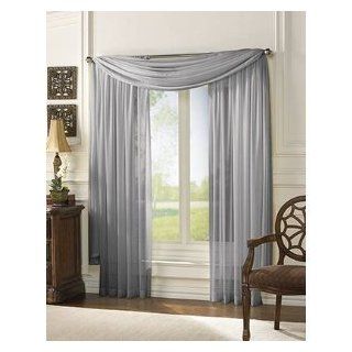 HLC.ME Voile Sheer Curtain Silver 55 x 216 in. Scarf   Window Treatment Scarves