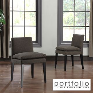 Portfolio Orion Chocolate Brown Linen Upholstered Dining Chairs (set Of 2)