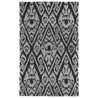 Hand tufted Runway Charcoal/ Grey Ikat Wool Rug (8 X 11)