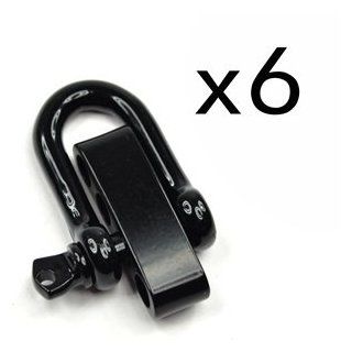 Cosmos  6 Set Black Color Stainless Steel D Shackles + 4 Holes Adjuster for Survival Bracelets with Cosmos Fastening Strap
