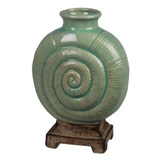 Privilege Small Green Spiral Ceramic Vase
