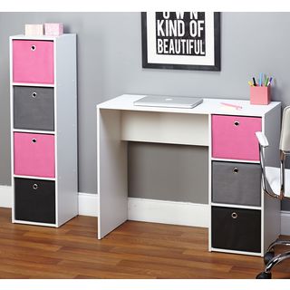 Jolie Pink Writing Desk And Bookcase Set