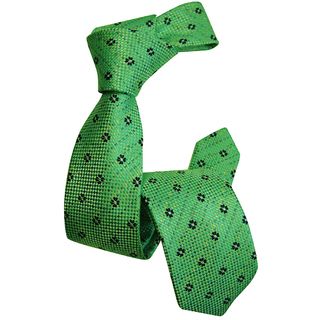 Dmitry Boys Green Woven Italian silk Patterned Tie