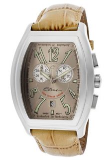 Elini Barokas LG12535ABE  Watches,Womens New Yorker Grand Chronograph Silver Dial Tan Genuine Leather, Chronograph Elini Barokas Quartz Watches