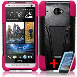 HTC DESIRE 601 ZARA BLACK PINK HYBRID T KICKSTAND COVER HARD GEL CASE + SCREEN PROTECTOR from [ACCESSORY ARENA] Cell Phones & Accessories