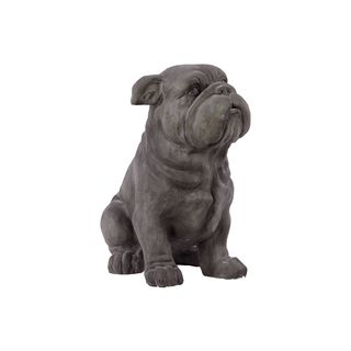 Grey Polystone Fiber Stone Dog