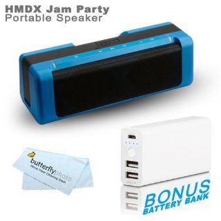 HMDX JAM PARTY WIRELESS BLUETOOTH STEREO BOOMBOX, HX P730BL (Blue) + FREE Bonus Photive 5200mAh Portable Battery Charger Power   Allows You To Charge Your Speakers or Phone On The Go  Players & Accessories