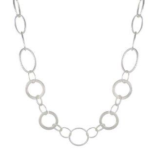 Large Circle Link Silver Plated Necklace, 27.5" Jewelry