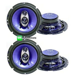 4) NEW Pyle PL63BL 6.5" 720 Watt 3 Way Car Audio Coaxial Speakers Blue Stereo  Vehicle Speakers 