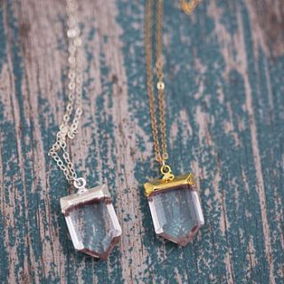 24k gold dipped crystal quartz pendant by j&s jewellery