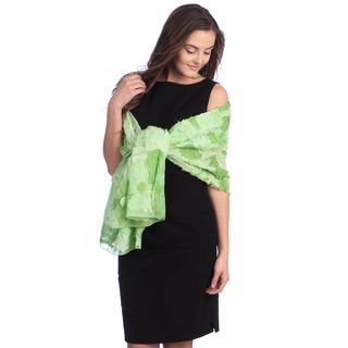 Selection Privee Paris Womens Green Patchwork Dressy Silk Shawl Wrap