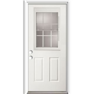 ReliaBilt Blinds Between The Glass Half Lite Prehung Inswing Steel Entry Door (Common 36 in x 80 in; Actual 37 in x 81 in)