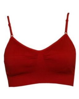 Red Seamless Sports Bra Adjustable Strap Included Removable Bra Cups