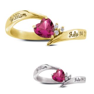 Ladies 10K Gold Corazon Birthstone and Cubic Zirconia Promise Ring by