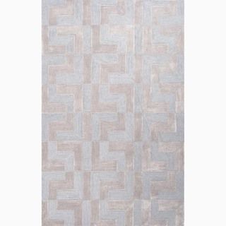 Hand made Blue/ Tan Polyester Textured Rug (2x3)