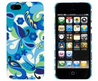 Aqua Green Flower Embossed Slim Fit Hard Case for Apple iPhone 5S / 5 (AT&T, Verizon, Sprint, International)   Includes DandyCase Keychain Screen Cleaner [Retail Packaging by DandyCase] Cell Phones & Accessories