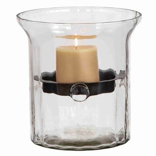 Glass Metal Candle Holder Clear Glass Case