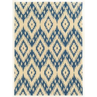 Trio Collection Ikat Ivory/ Blue Area Rug (8 X 10)