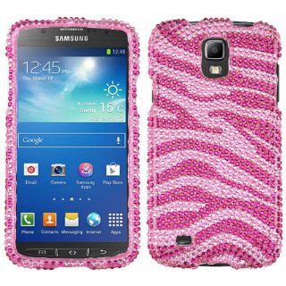 MyBat Diamante Protector Cover for Samsung i537 (Galaxy S4 Active)   Retail Packaging   Zebra Skin (Pink/Hot Pink) Cell Phones & Accessories