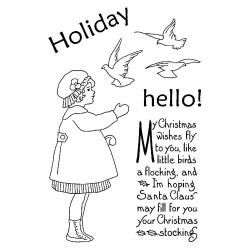 Pink Persimmon Clear Stamp 4 X6 Sheet   Holiday Hello
