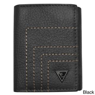 Yl Fashion Mens Topstitched Leather Tri fold Wallet