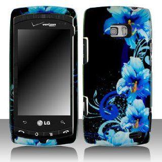 LG Ally VS740 Cell Phone Blue Flower Protective Case Cell Phones & Accessories