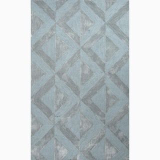 Hand made Blue Polyester Textured Rug (5x8)