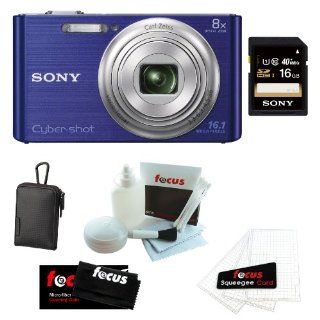 Sony DSCW830/B DSCW830 W830 20.1 Digital Camera with 2.7 Inch LCD (Black) + Sony Flip Style Case Black + Focus Universal Memory Card Reader + Focus 5 Piece Deluxe Cleaning and Care Kit + Accessory Kit  Point And Shoot Digital Camera Bundles  Camera &