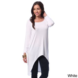 24/7 Comfort Apparel 24/7 Comfort Apparel Womens High low Long Sleeve Tunic Top White Size S (4  6)