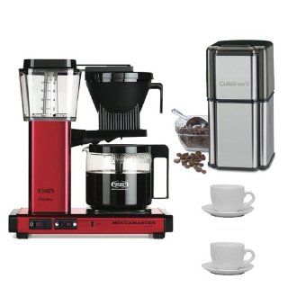 Technivorm Moccamaster 9515 Kbg 741 Coffee Brewer   Metallic Red   w/ Update International 13 Oz White Tiara Cappuccino Cups & Cuisinart Grind Central Coffee Grinder Kitchen & Dining