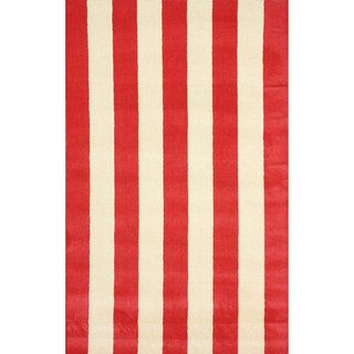 Nuloom Hand tufted Vertical Stripes Red New Zealand Wool Rug (5 X 8)