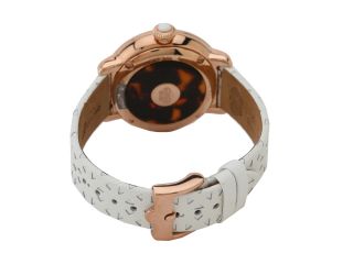 Glam Rock 40mm Rose Gold Plated Watch With Diamond Indexes And White Saffiano Strap Gr77008