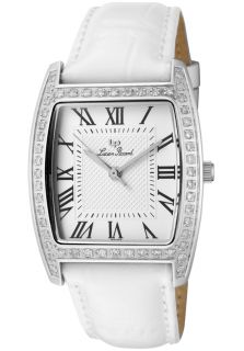 Lucien Piccard 27002WH  Watches,Mens Bonaventura White Diamond (1.00 ctw) White Dial White Leather, Luxury Lucien Piccard Quartz Watches