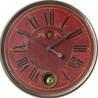 Regency Villa Tesio Distressed Red Wall Clock