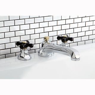 Chrome And Black Widespread Brass accented Roman Tub Filler