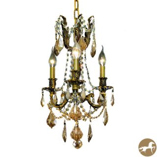 Christopher Knight Home Lugano 3 light Royal Cut Gold Crystal/ Antique Bronze Chandelier