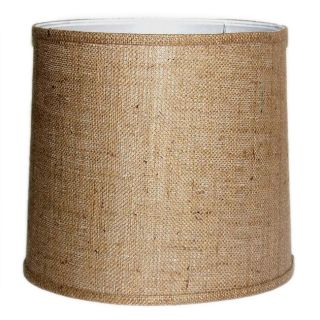 Large Brown Burlap Modified Drum Shade With Self trim
